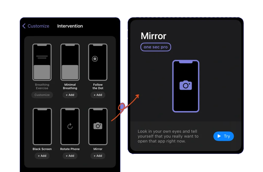 Make a chosen boundary visible — One Sec interface example