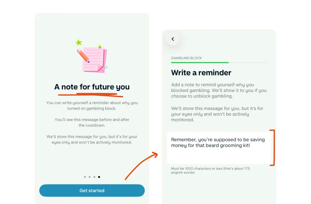 Bring back the user’s own reasons — Monzo interface example