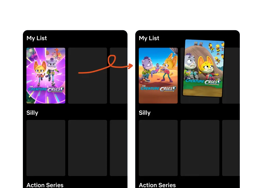 Refresh how familiar content is presented — Netflix interface example
