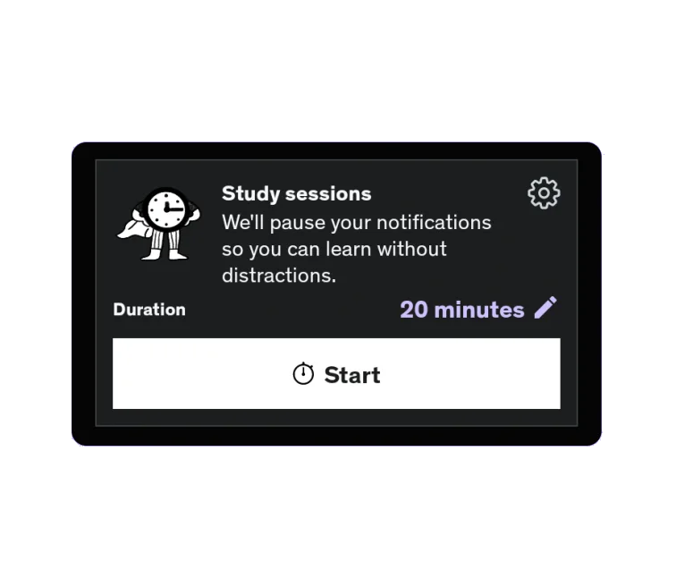 Protect an active study session — Udemy interface example