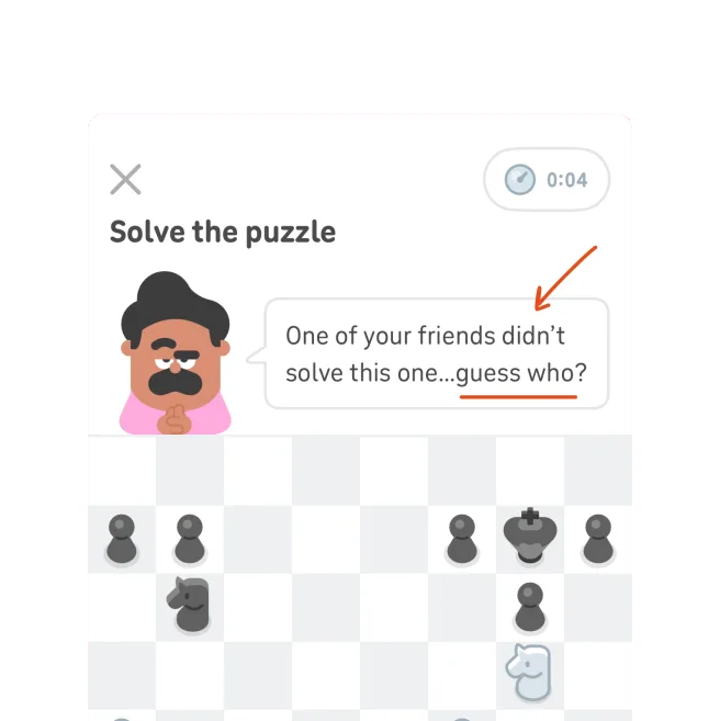 Make an optional challenge personally relevant — Duolingo interface example