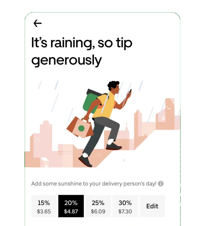 Recognise the influence of a preselection — Uber interface example