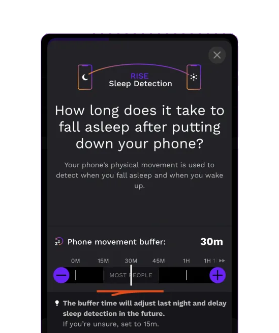 Explain a consequential setting — Rise Sleep Tracking interface example