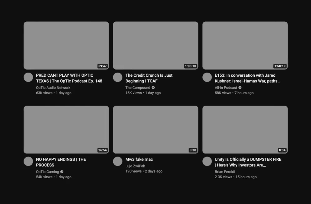 Prioritise information that supports a decision — YouTube interface example