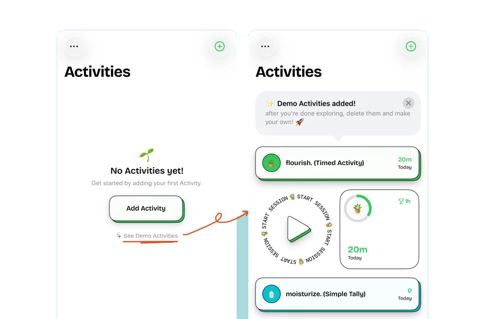 Make an empty workspace explorable — Timespent interface example