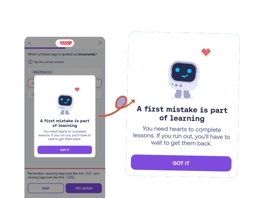 Use an error as a teaching moment — Mimo interface example