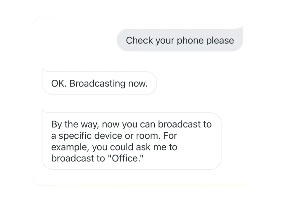 Teach a more suitable request in context — Google interface example