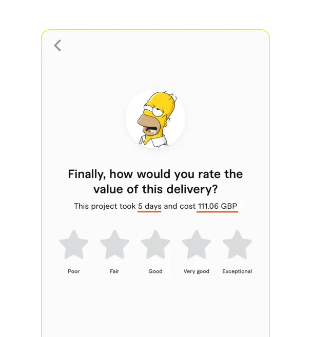 Give a review more context — Fiverr interface example