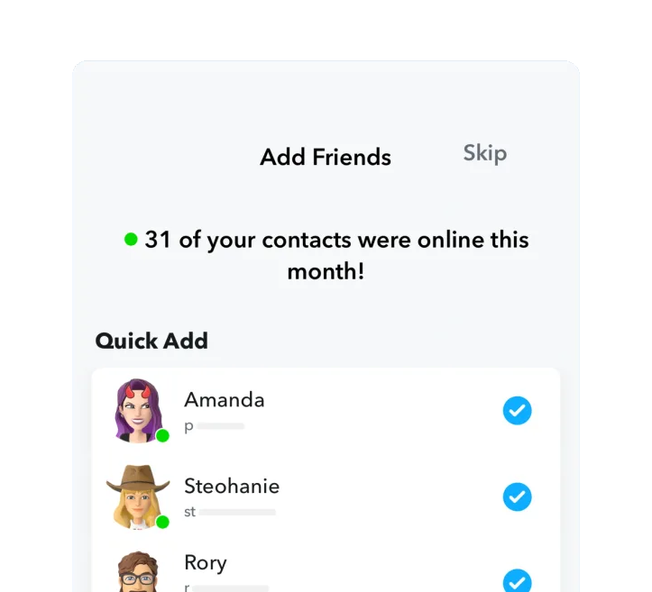 Show a relevant social connection — Snapchat interface example