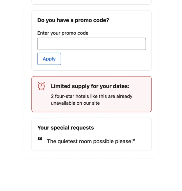 Explain availability within the actual search — Booking interface example