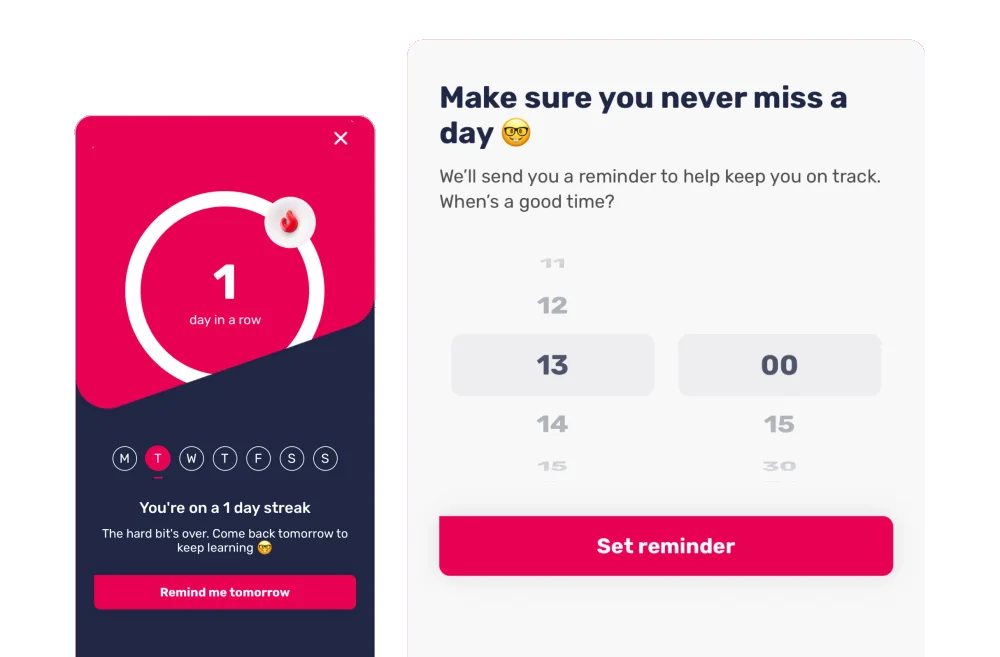 Let the person choose the moment — Uptime interface example
