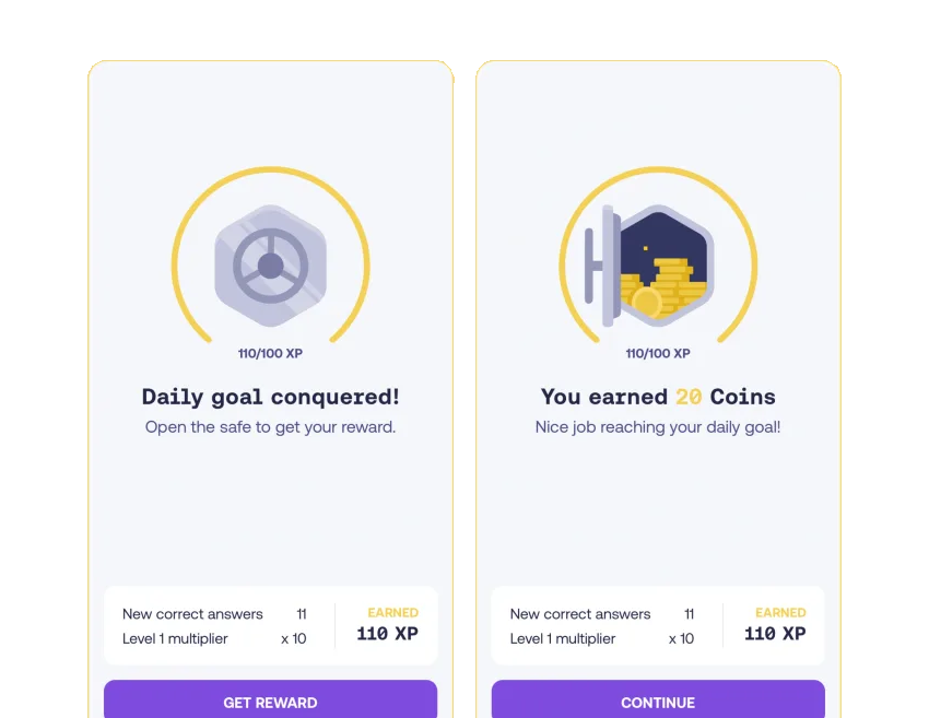 Make a reward reveal a distinct interaction — Mimo interface example