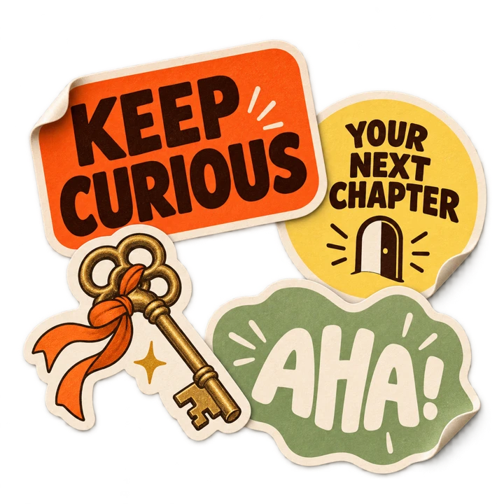Keep curious. Your next chapter. A key to new ideas.