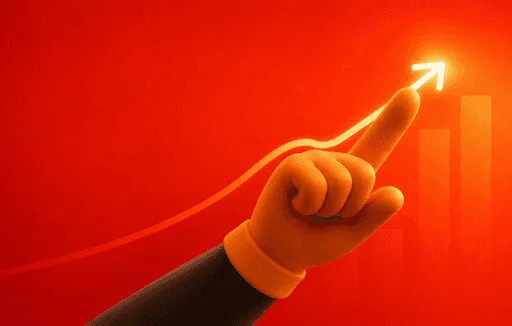 Upslide mascot pointing towards product success and growth